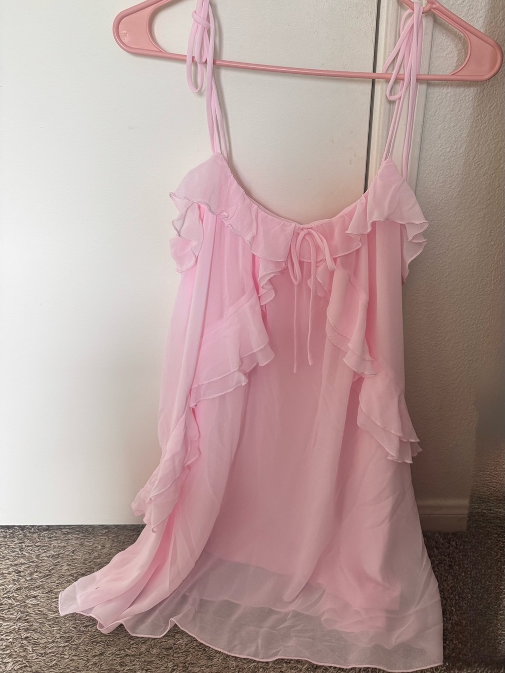 Wild Fable Pink Ruffle Tiered Babydoll Mini Dress